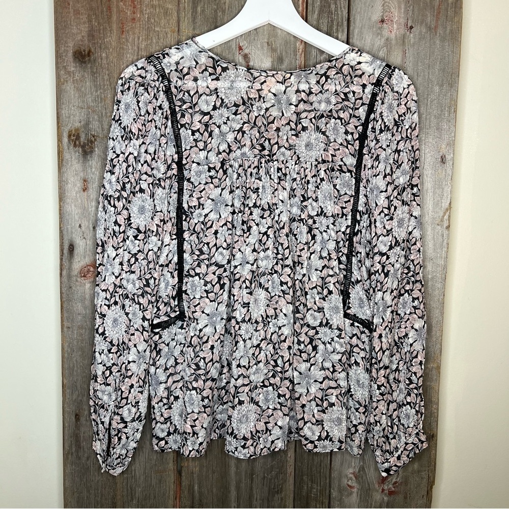 Rebecca Taylor Lindsay Boho Silk Floral Sheer Peasant Blouse Size 2 - Picture 10 of 16